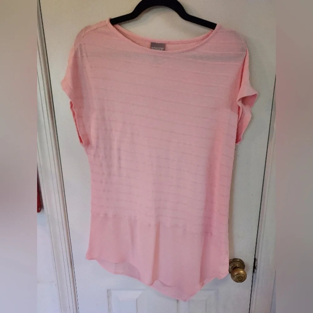 Chico's Textured Diagonal Stripes Asymmetrical Tee in Size `1